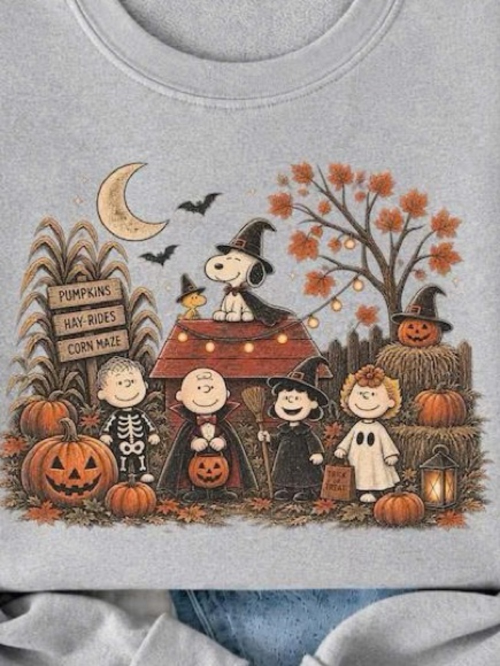 Halloween Peanuts Graphic Sweatshirt - Light Gray - Picture 2 of 3